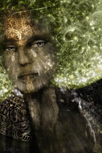 Companions-An ethereal dreamlike spiritual portrait in soft greens and browns is part of my spiritual beings of light collection. Artwork by Margaret Dill #Visionaryart #Visionaryartspiritual #Visionaryartmystical #Margaretdill