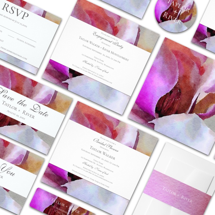 Purple Watercolor Magnolias