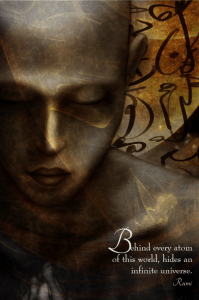 Behind every atom of this world, hides an infinite universe. Spiritual Portrait by Margaret Dill #spiritualquotes #Visionaryartspiritual #Visionaryartmystical #Margaretdill