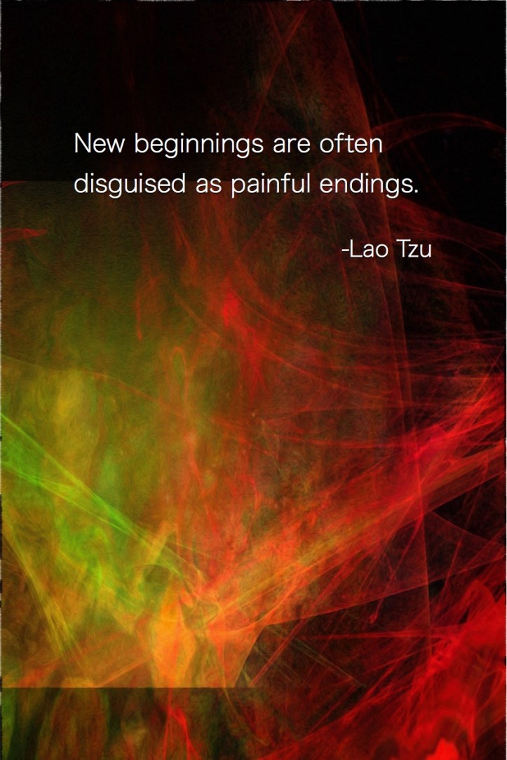 New beginnings are often disguised as painful endings- Lao Tzu Quote -Fractal Painting by Margaret Dill #healing #peace #quote #meditation #fractals #InspirationalQuotes #wordsofwisdom #wordsofncouragement #spiritualquotes