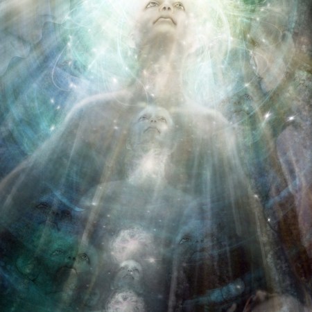 Ascension- An ethereal dreamlike spiritual portrait in soft greens and white, is part of my spiritual beings of light collection. Artwork by Margaret Dill #Visionaryart #Visionaryartspiritual #Visionaryartmystical #Margaretdill