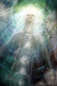 Ascension- An ethereal dreamlike spiritual portrait in soft greens and white, is part of my spiritual beings of light collection. Artwork by Margaret Dill #Visionaryart #Visionaryartspiritual #Visionaryartmystical #Margaretdill